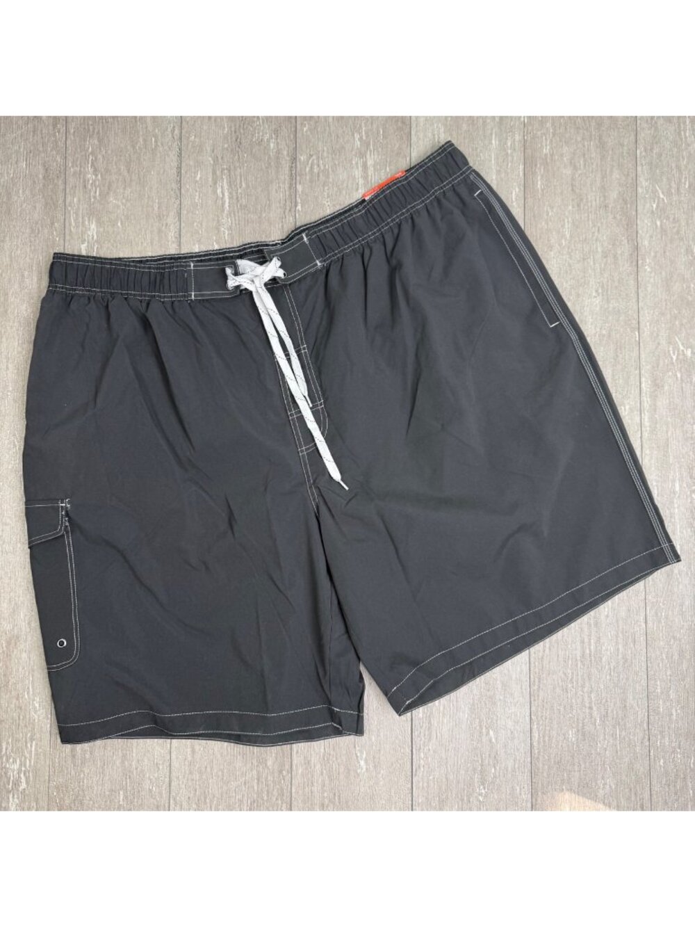 St Johns Bay Mens Dark Charcoal Swim Shorts 10” Inseam Cargo Pocket Size 5XL NWT